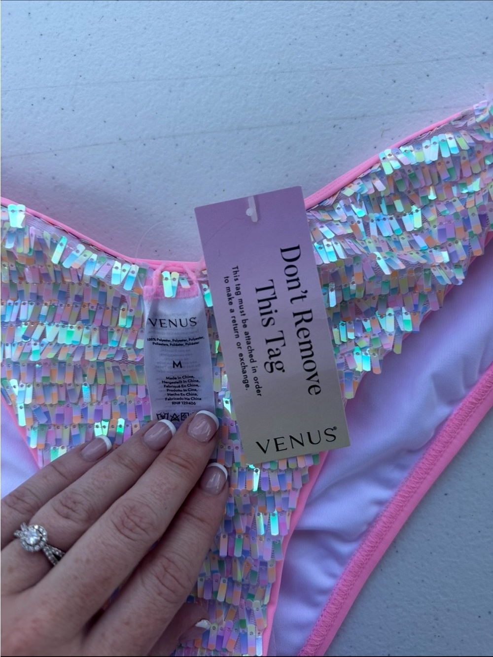 VENUS Pink Sequin Bikini Bottom with Iridescent Sequins - Picture 2 of 3